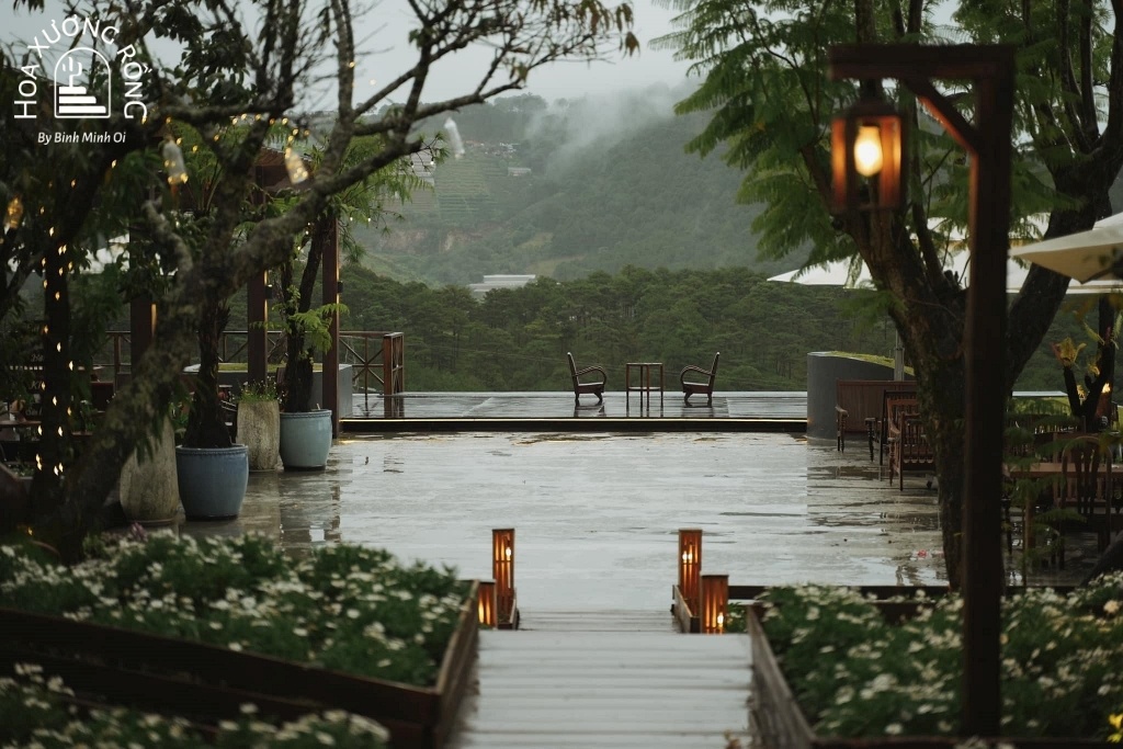 Tiệm cà phê Bình Minh Ơi là một điểm đến lý tưởng với khả năng ngắm thiên nhiên tuyệt đẹp